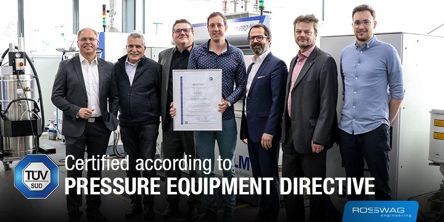 Certified according to Pressure Equipment Directive